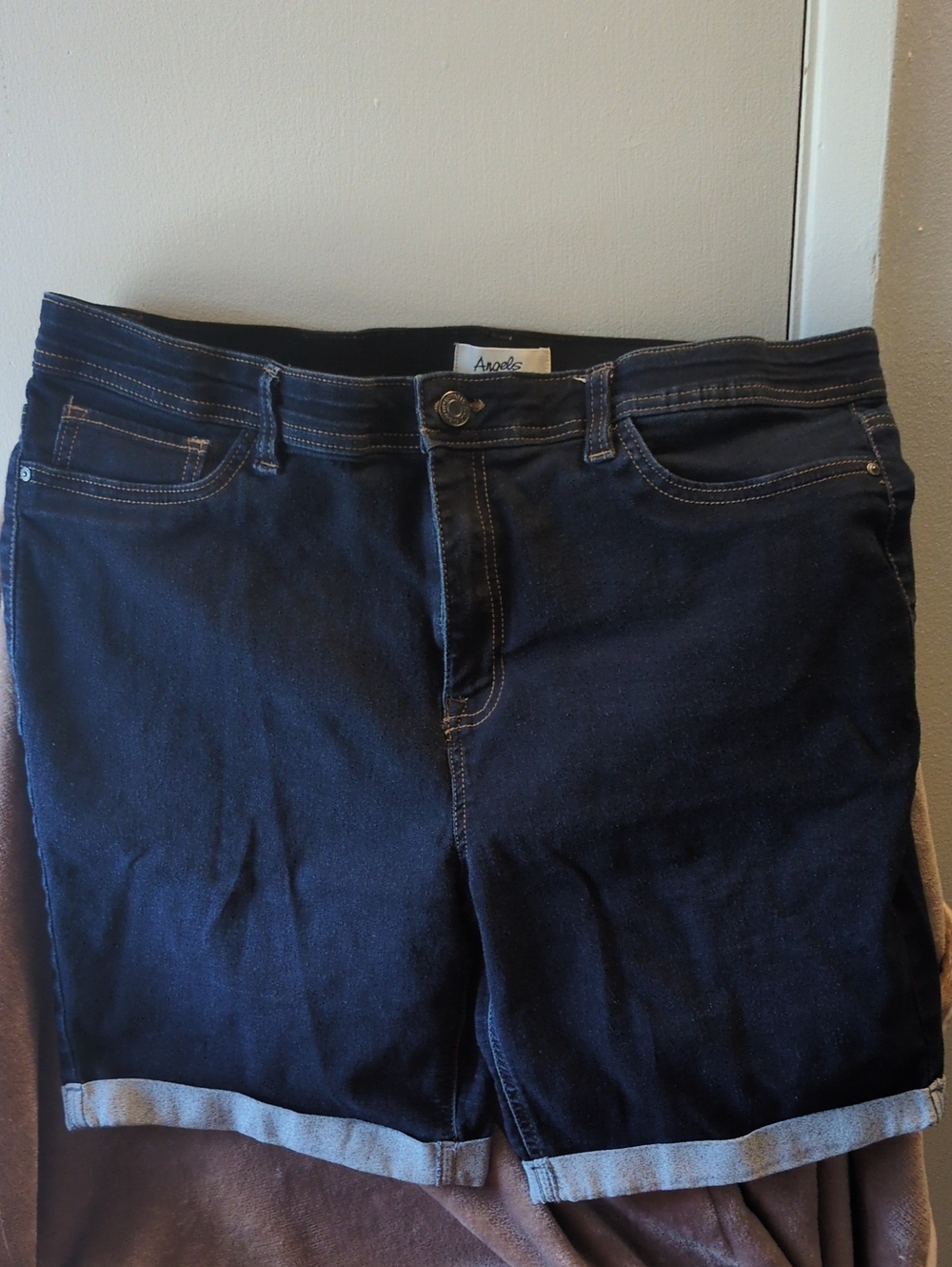 Angels 16W Women's Dark Indigo Bermuda Jeans Shorts
